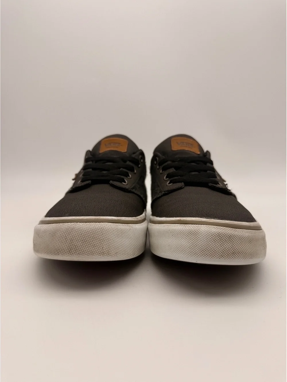 Vans Atwood Deluxe Mens Low Top Sneakers Gray Tweed Tan Leather Size 11
